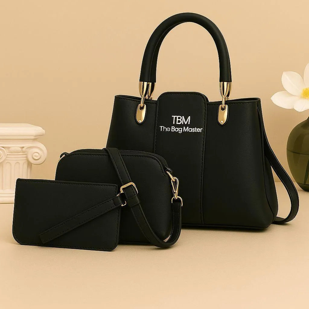 Trendy 3-Piece Handbag Set with Tote, Crossbody and Wallet