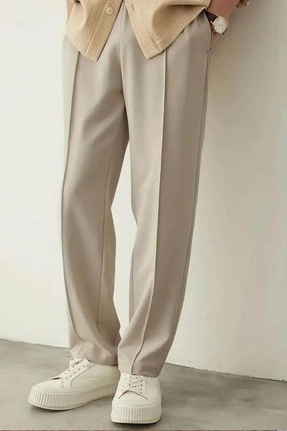 Relaxed Fit Platted Trouser - Cream Beige