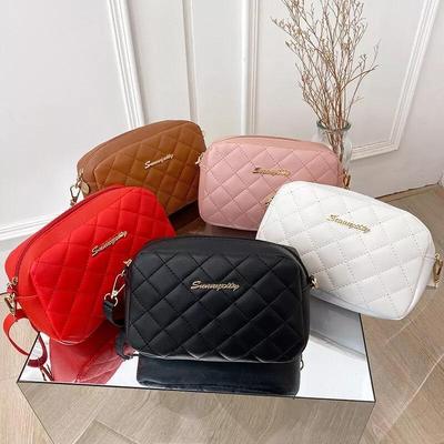 Fashion Women Messenger Bag Lingge Embroidery Shoulder Bag PU Leather Crossbody Handbags With Chain Casual Versatile