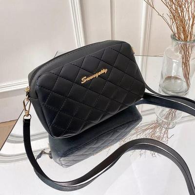 Fashion Women Messenger Bag Lingge Embroidery Shoulder Bag PU Leather Crossbody Handbags With Chain Casual Versatile