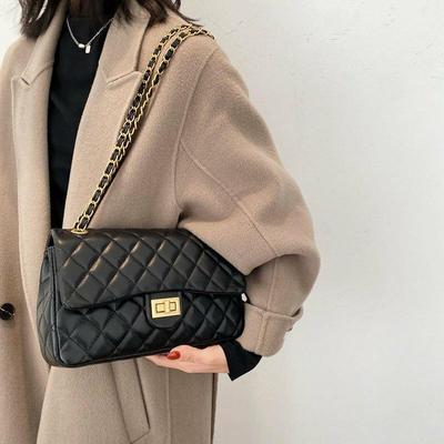 Fashion Trendy Ladies Side Bags Small Chain Leather Fabric Women Purse Handbags Shoulder Bags