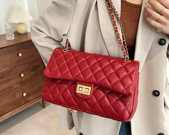 Fashion Trendy Ladies Side Bags Small Chain Leather Fabric Women Purse Handbags Shoulder Bags