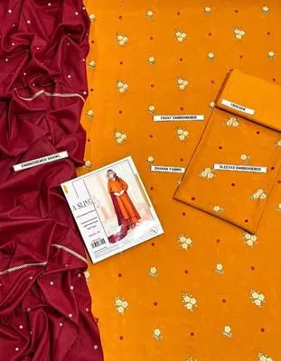 3 Pcs Women's Unstitched Embroidered Suit