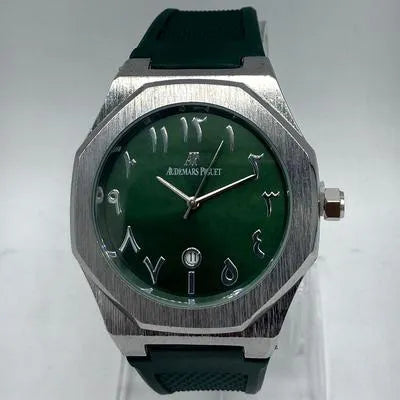 Audemars Piguet Style Green Dial Octagon Watch with Arabic Numerals