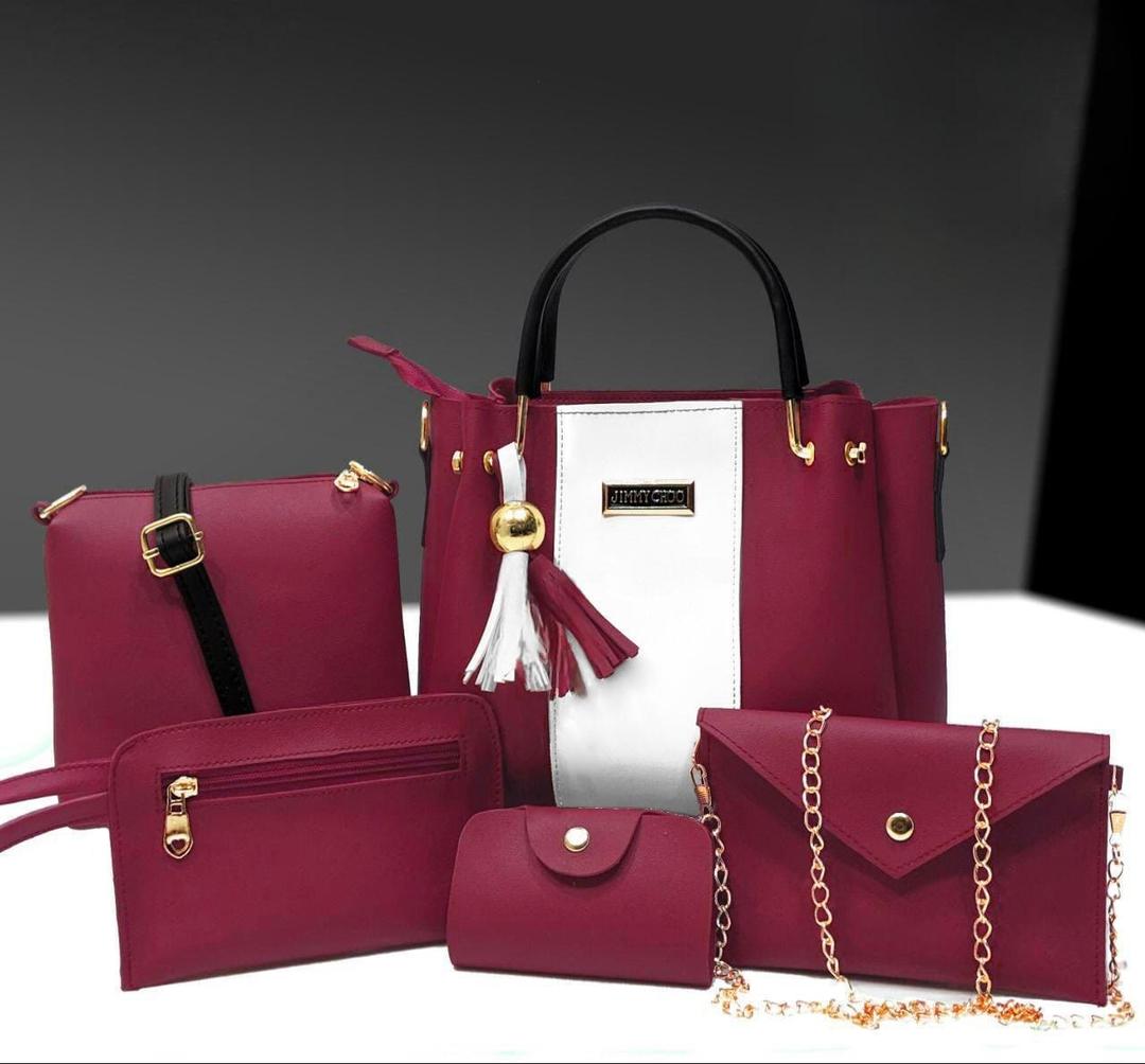 Cynthetic Leather 5pcs Set Ladies Bag Without Long Chain