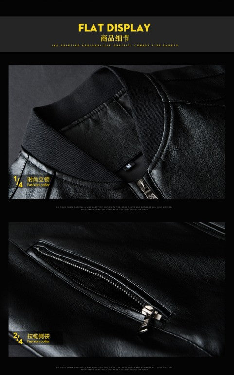 Leather Men's Casual Jacket Korean Fashionable Slim-fit Motorcycle Jacket