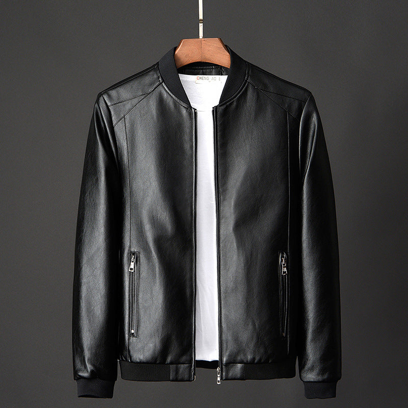 Leather Men's Casual Jacket Korean Fashionable Slim-fit Motorcycle Jacket