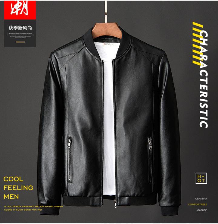 Leather Men's Casual Jacket Korean Fashionable Slim-fit Motorcycle Jacket